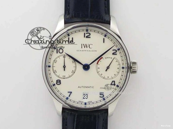 MIROTIME 0408 Portuguese Chrono IW3716 RSF 1:1 Best Edition Blue Dial on Black Leather Strap A RelaxedFit 7045